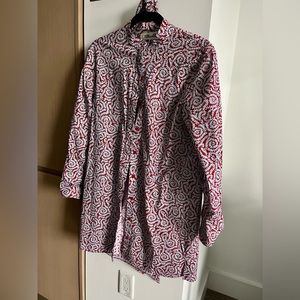 DIANE VON FURSTENBERG- Blue and Red Wrap Shirt Dress with Belt (XS-S)